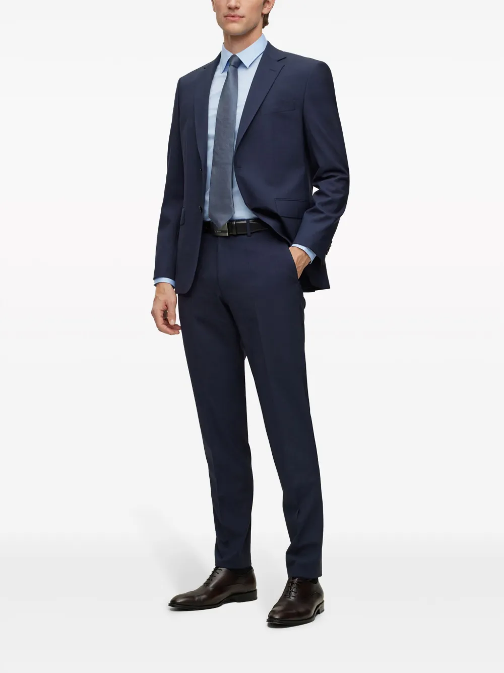 Shop Hugo Boss Long-sleeve Cotton Shirt In Blue