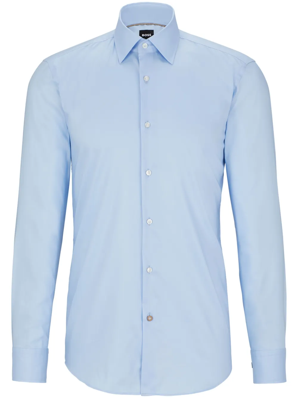 Shop Hugo Boss Long-sleeve Cotton Shirt In Blue
