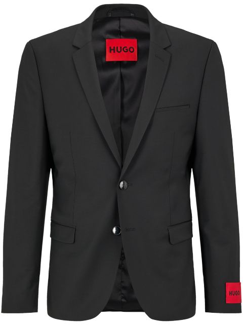 HUGO logo-patch notched-lapels blazer 