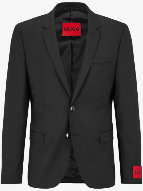 HUGO logo-patch notched-lapels blazer 