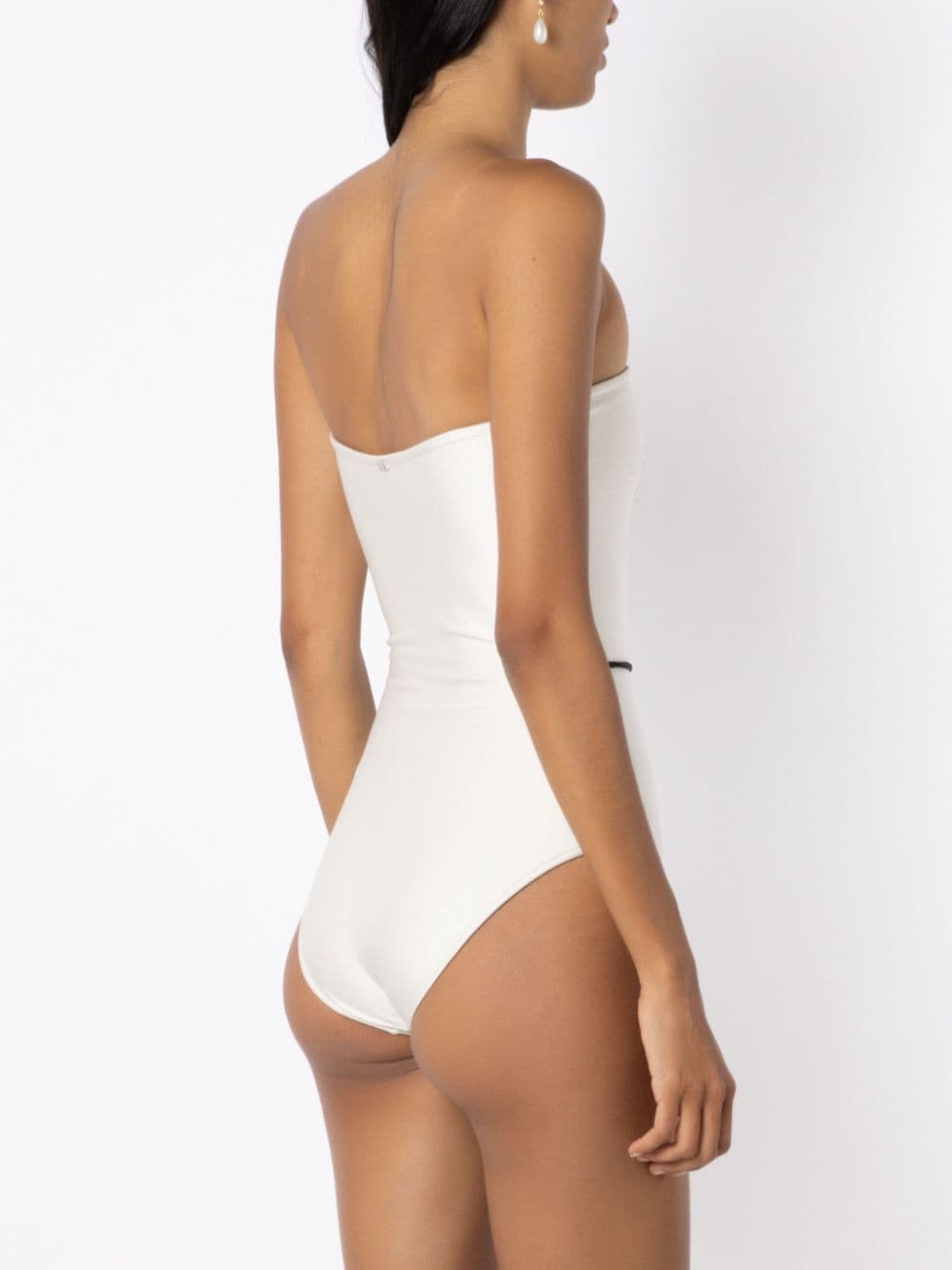 Shop Adriana Degreas Deco Bead-detailing Strapless Swimsuit In White