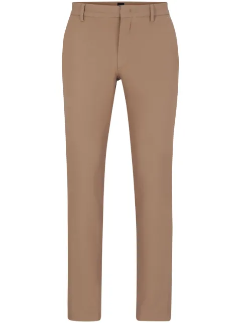 BOSS logo-embroidered cotton-blend tapered trousers 