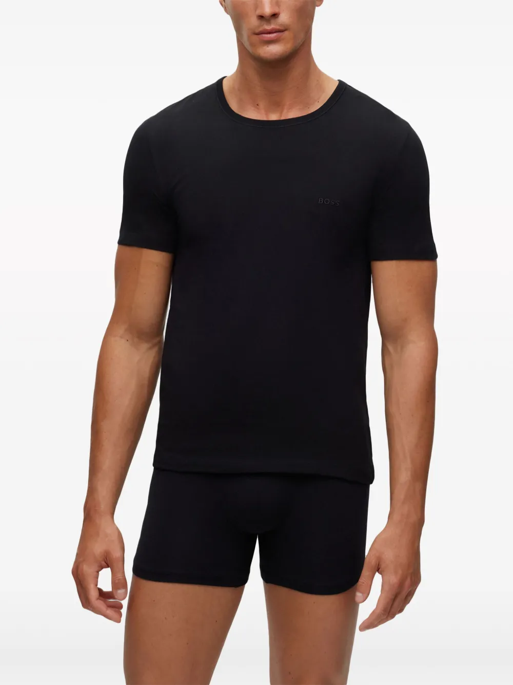 BOSS Katoenen pyjama met ronde hals Zwart