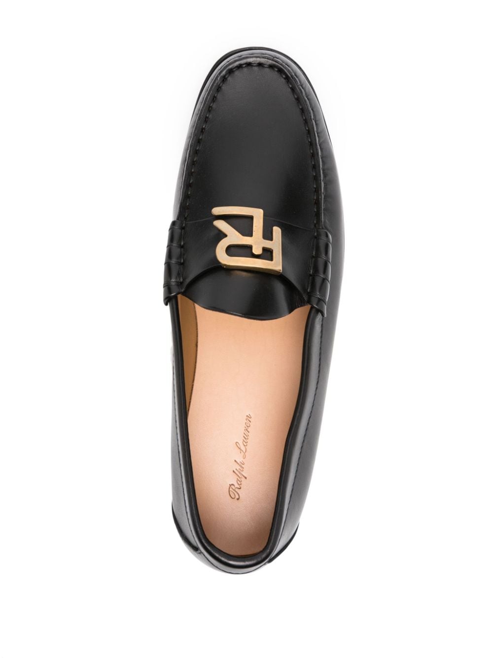 Shop Ralph Lauren Harlan Logo-plaque Loafers In Black