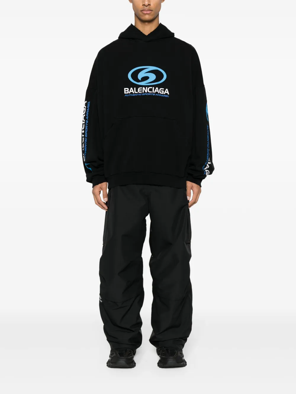 Balenciaga logo-print cotton hoodie - Zwart