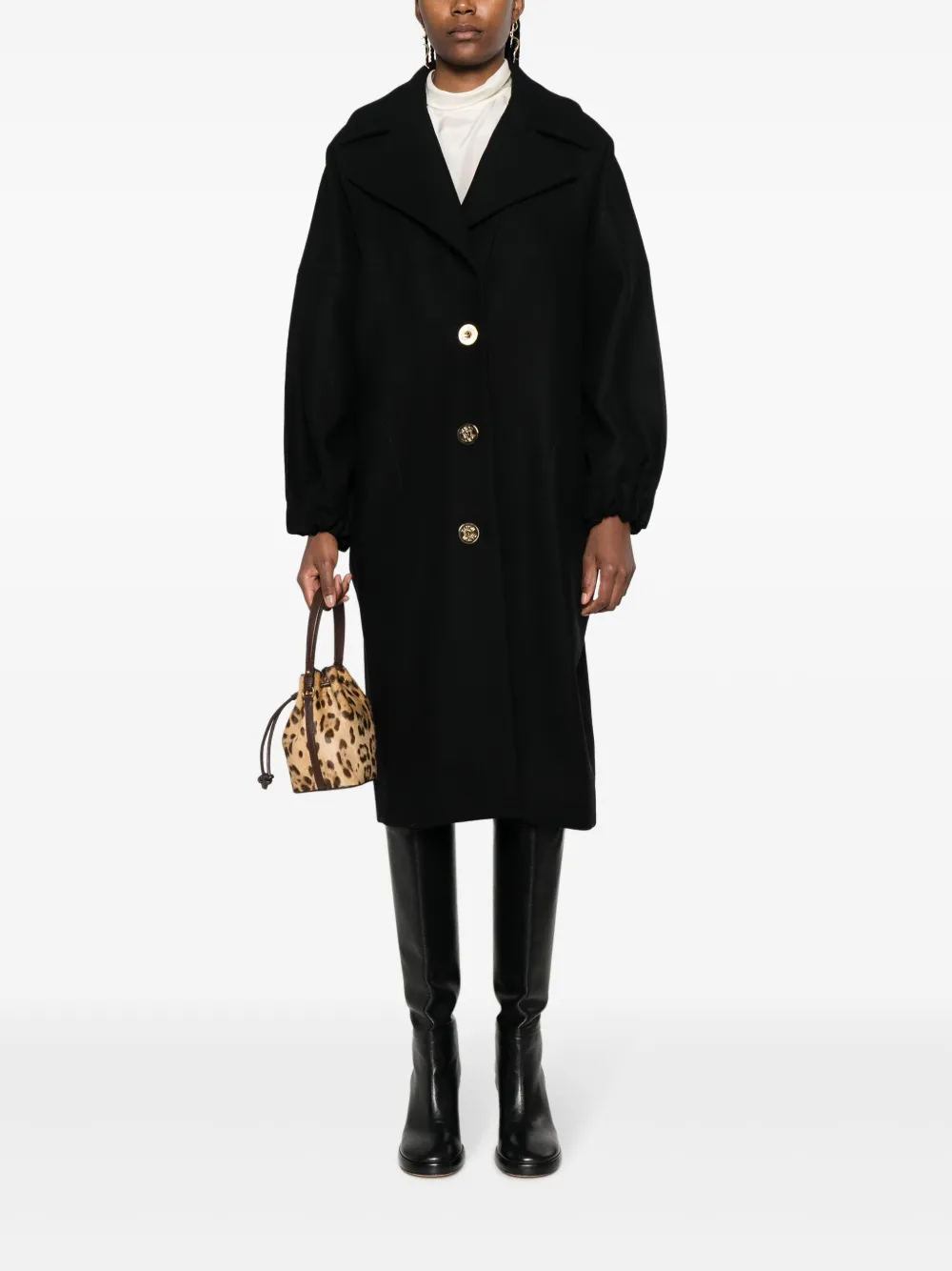 Shop Patou Wool-blend Button-front Coat In Black