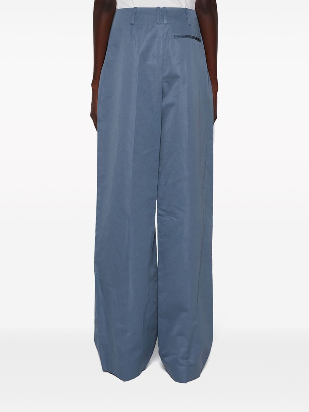 Shop The Row Wide-leg Cotton-ramie Trousers In Blue