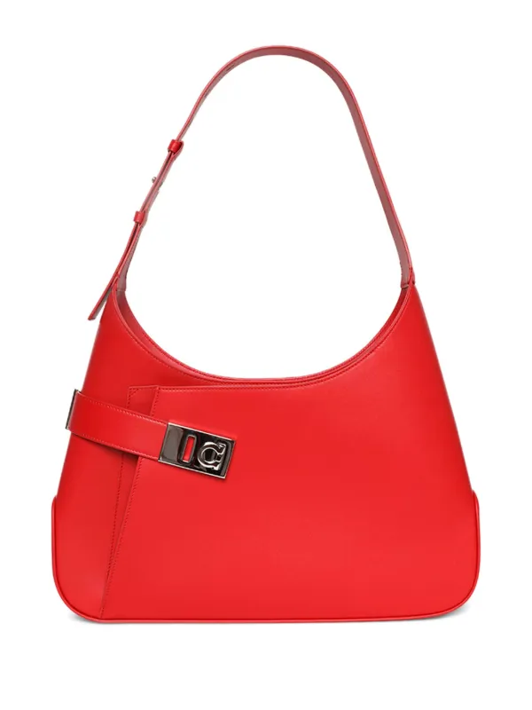 Red leather hobo bag sale