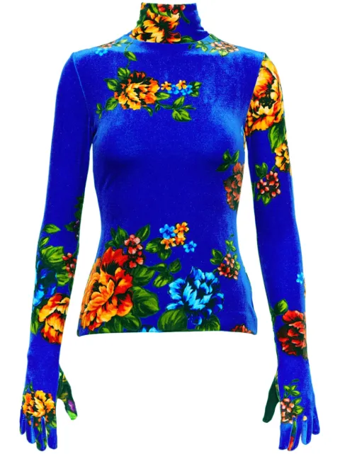 VETEMENTS floral-print velvet top