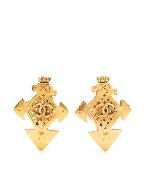 Chanel Pre-owned CC Cross Clip-On Earrings - Gold