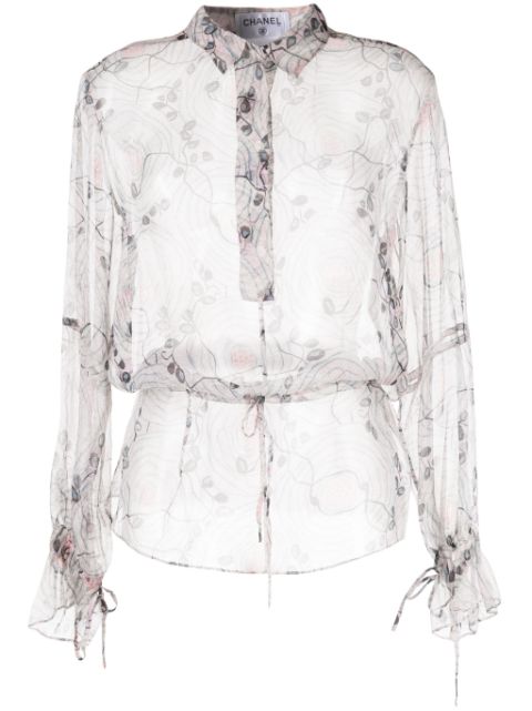 Cheap HOT SALE CHANEL floral-print silk shirt Women