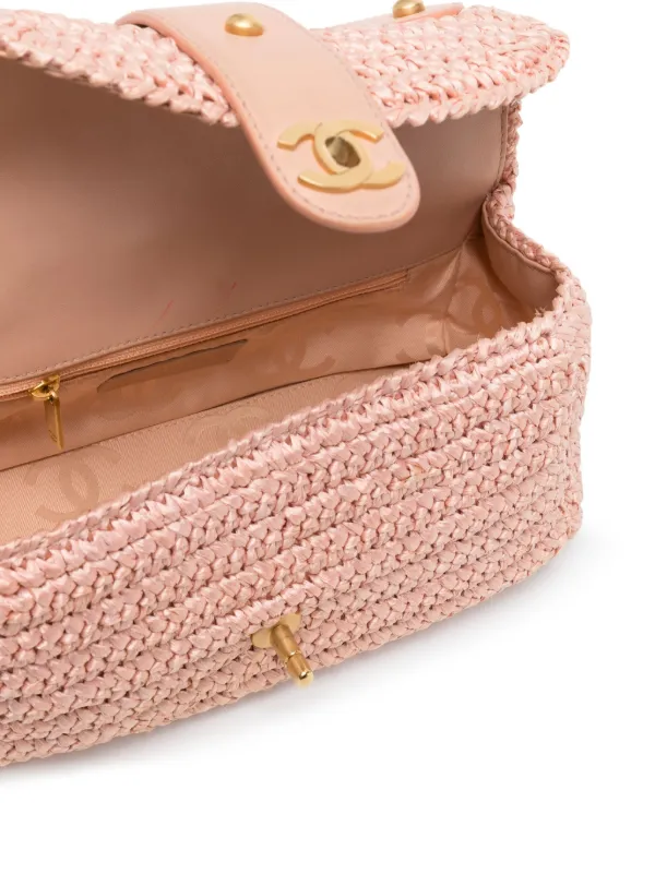 CHANEL Pre-Owned ココマーク ラフィア ショルダーバッグ | ピンク