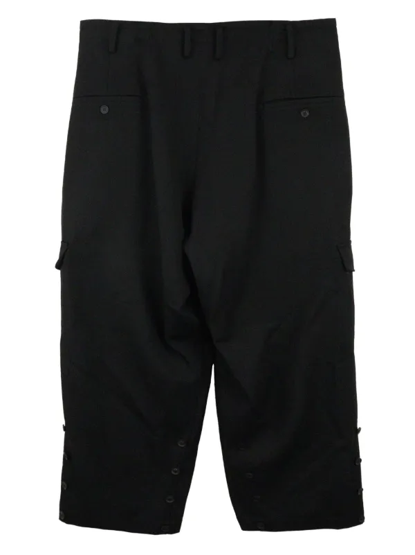 Yohji Yamamoto O-Hem drop-crotch Wool Trousers | Black