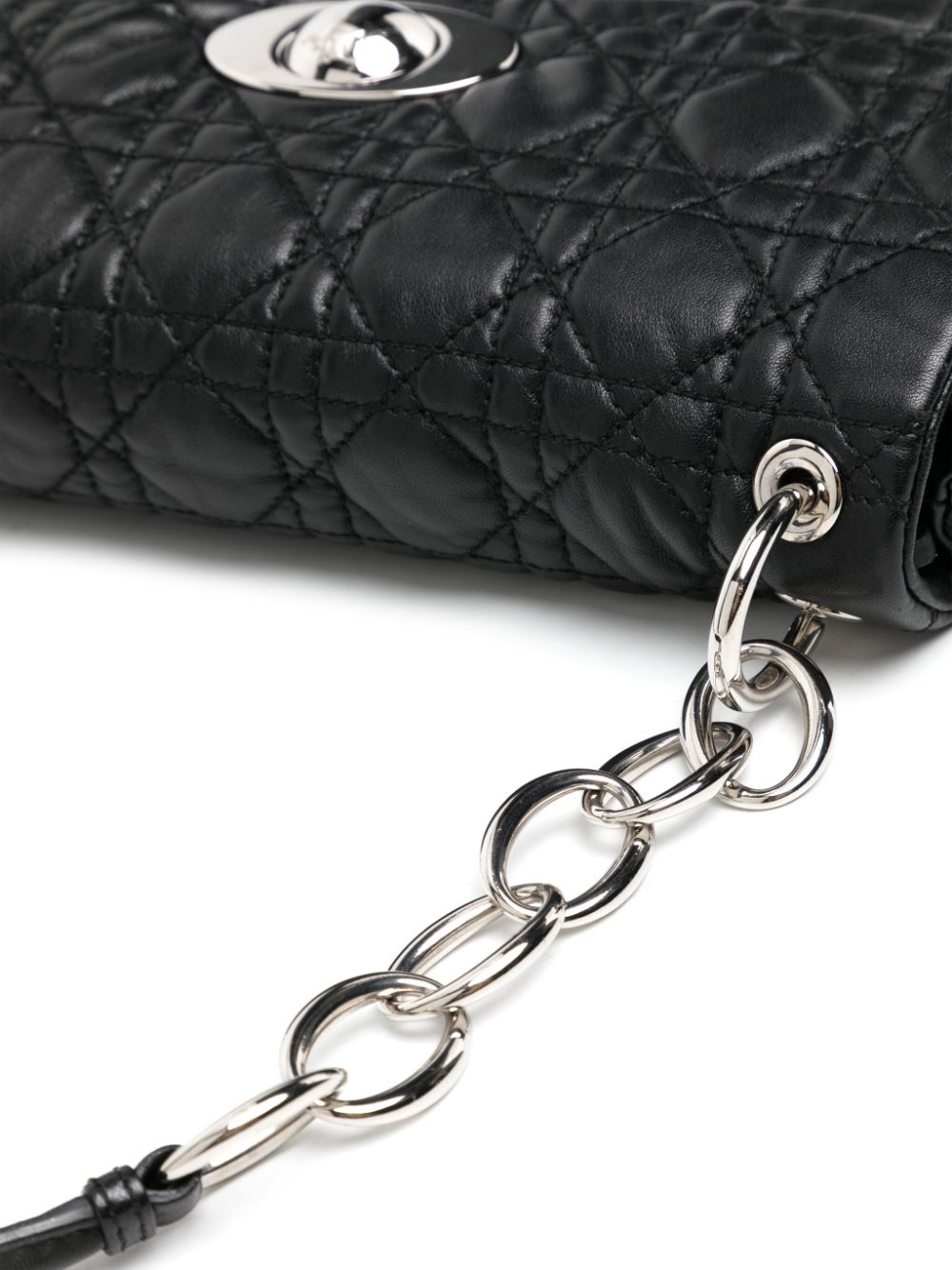 Christian Dior Quilted Patent Leather Lady Dior Clutch Bag