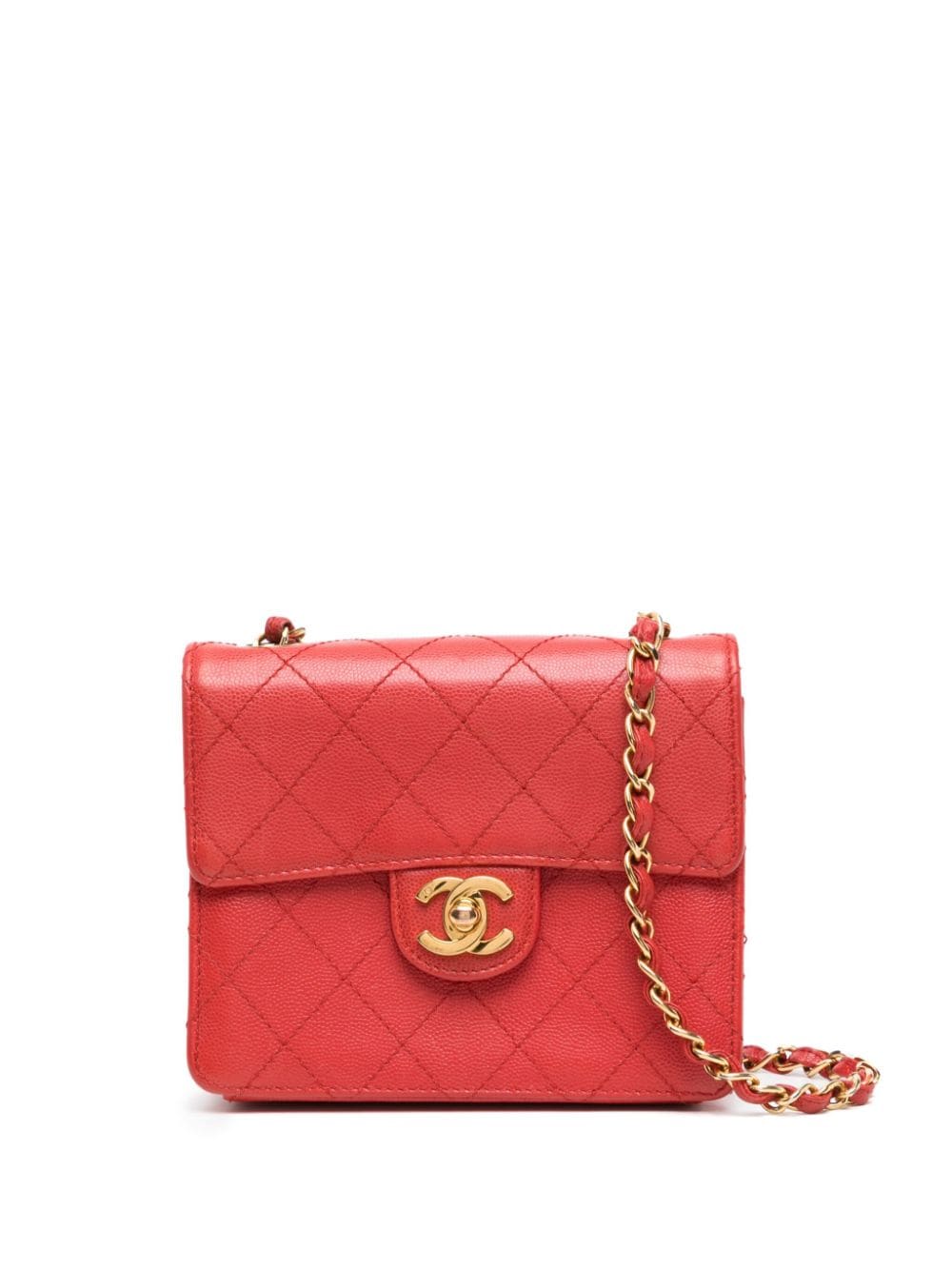 Pre-owned Chanel Mini Classic Flap Shoulder Bag In Red