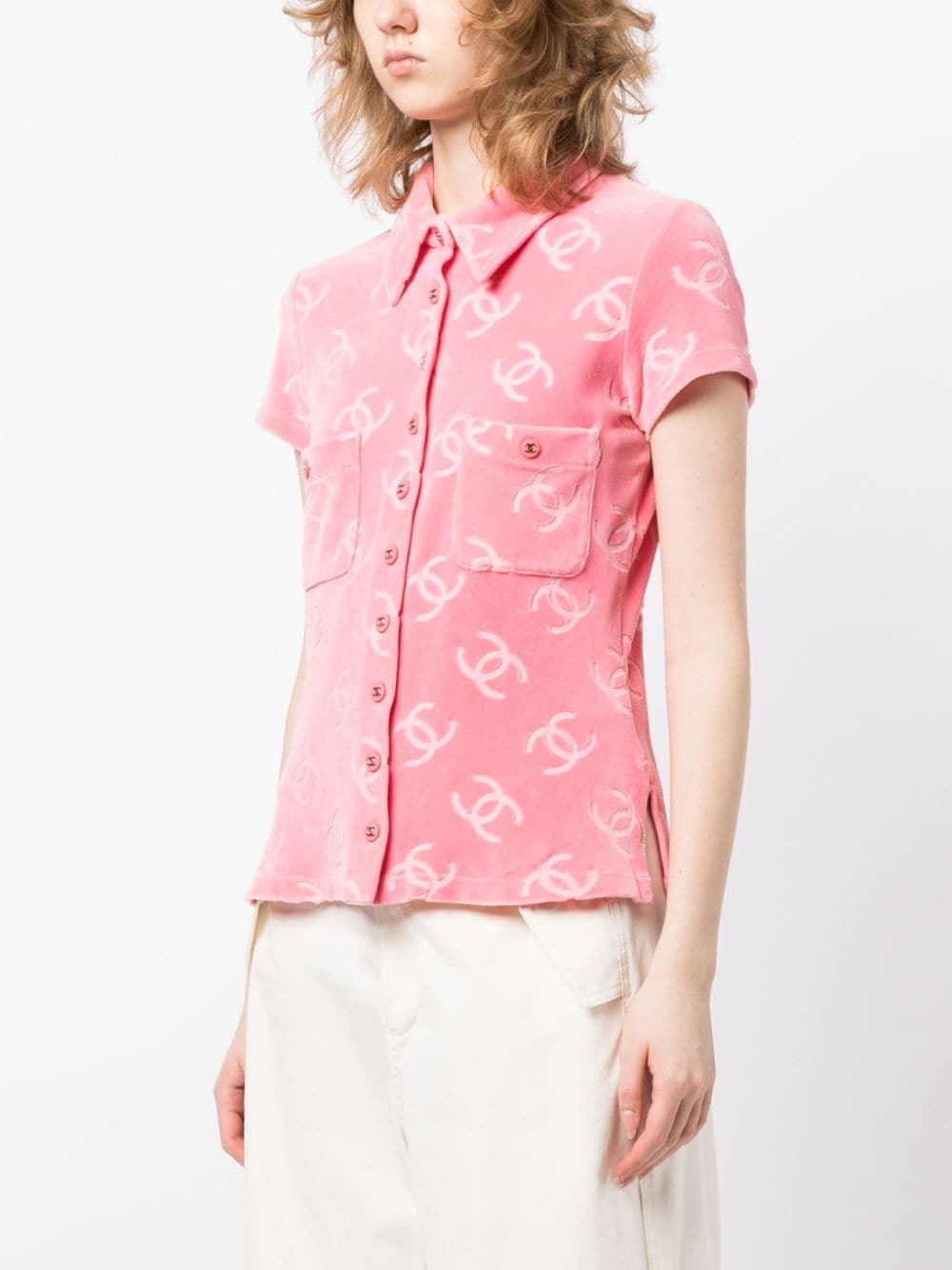 Chanel Pre-owned CC Devoré Velvet Shirt - Pink