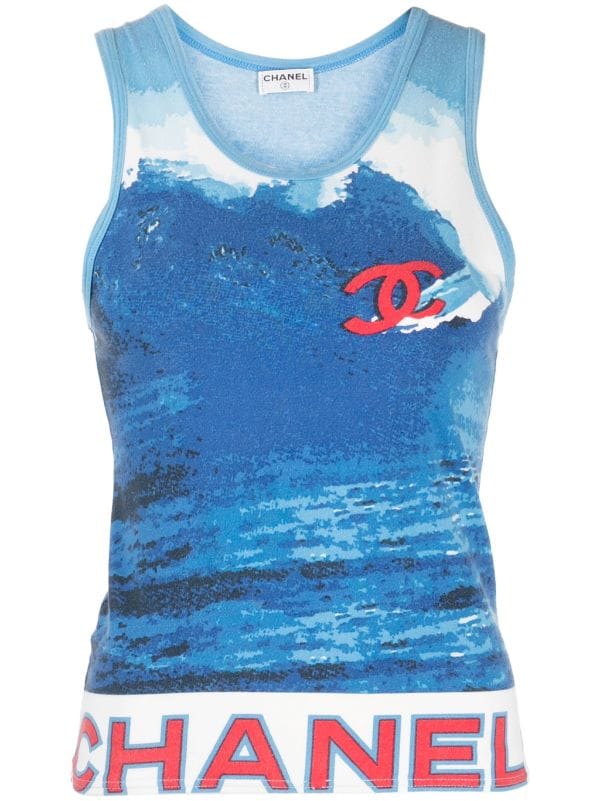 CHANEL Pre-Owned Surf Line Cotton Tank Top - Farfetch