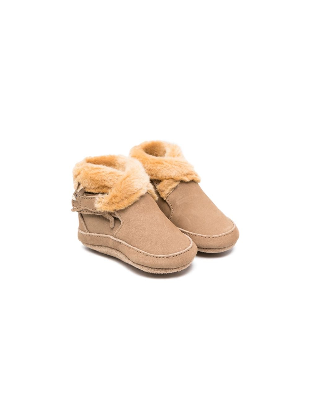 Donsje Babies' Twisi Faux-fur Trim Suede Ankle Boots In Brown