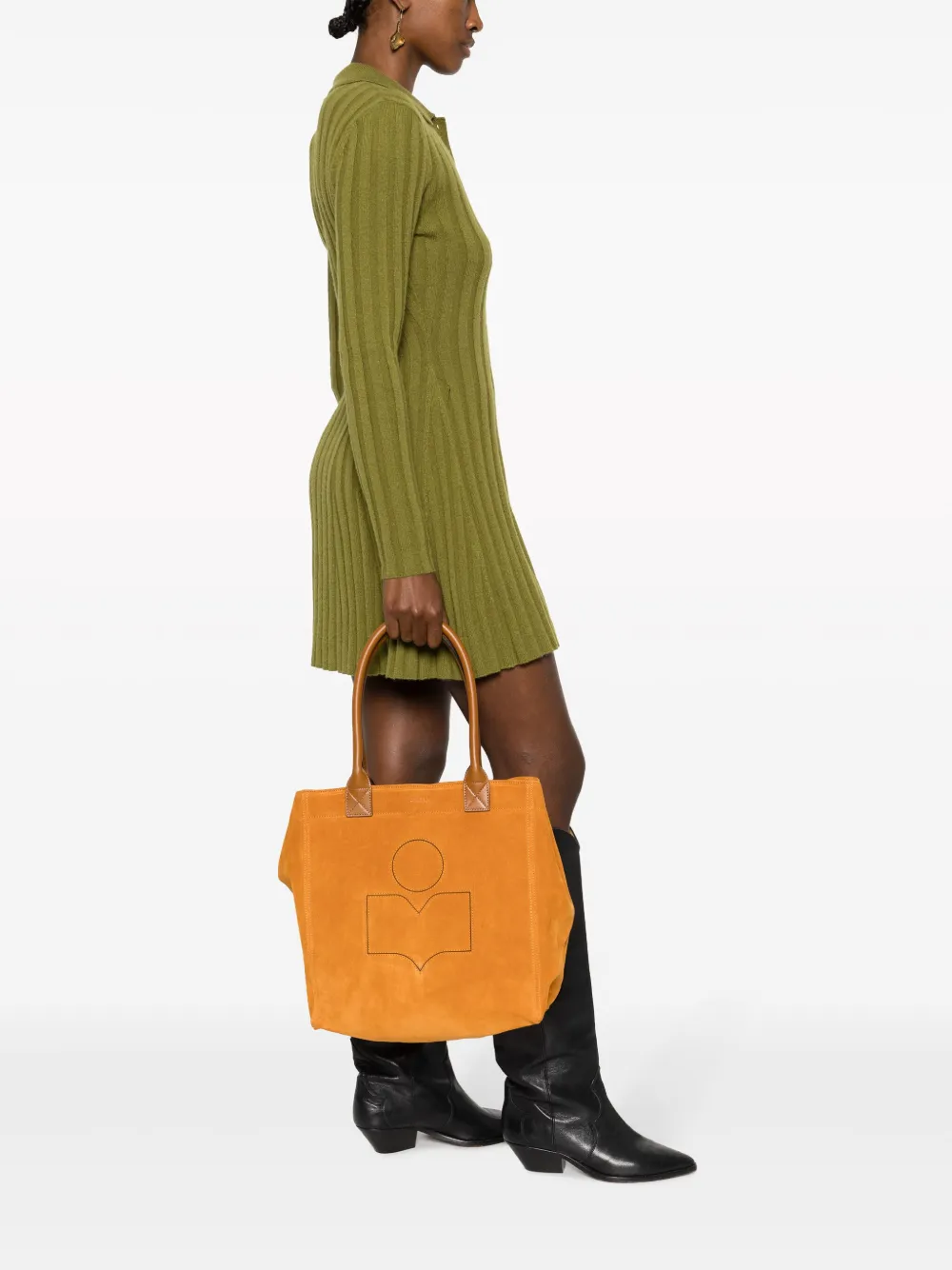 ISABEL MARANT small Yenky logo-embroidered tote bag - Oranje