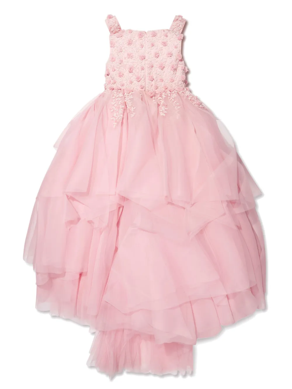 MAISON AVA floral-appliqué tulle dress - Roze