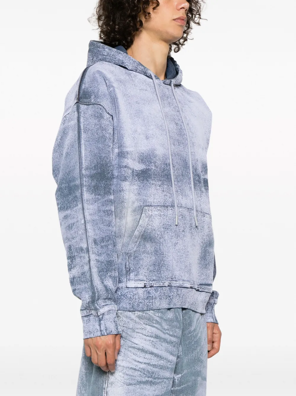 Diesel Hoodie met tie-dye print Blauw