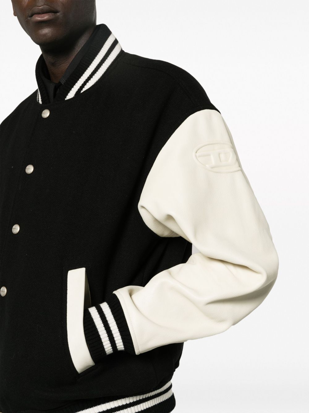 Shop Diesel L-franz Colour-block Bomber Jacket In Black