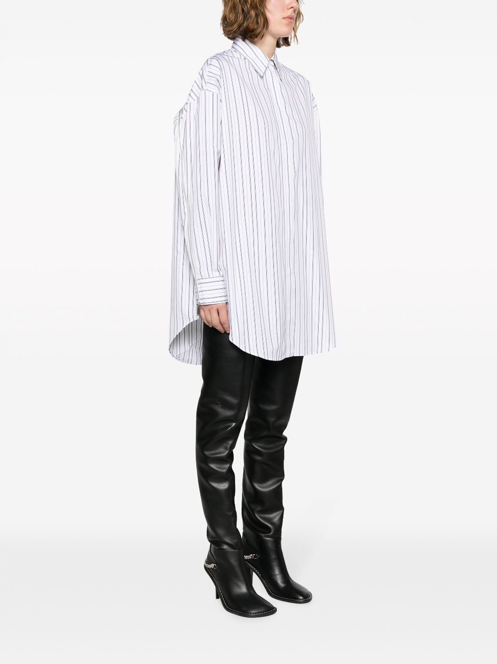 Shop Off-white Striped Cotton Shirt In Weiss