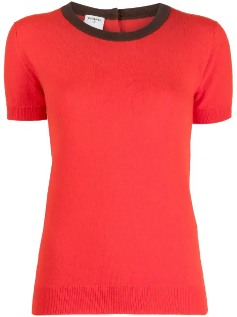CHANEL Pre-Owned top tejido con cuello redondo