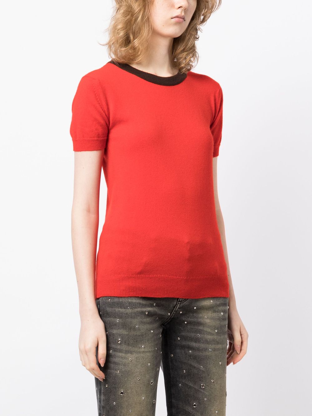 Pre-owned Chanel Crew-neck Wool Knitted Top In Red