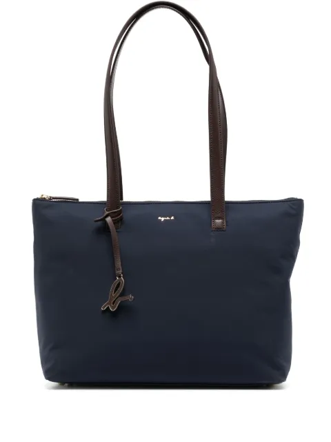 agnès b.  tote con placa del logo y cierre