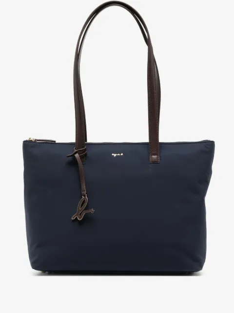 agnès b.  tote con placa del logo y cierre