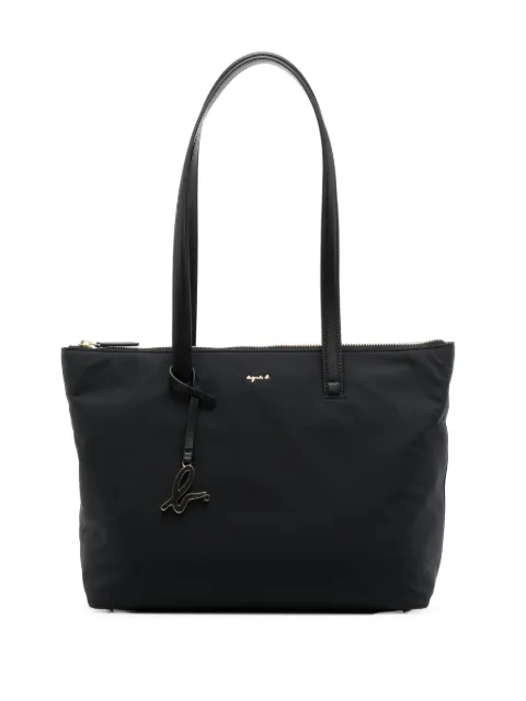 agnès b.  logo-plaque zipped tote 