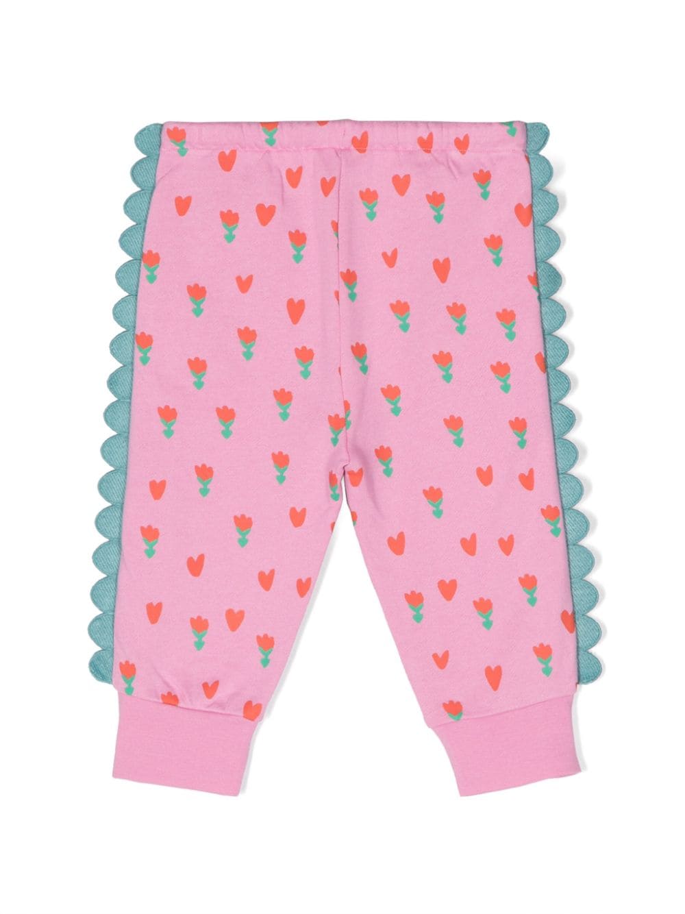 Shop Stella Mccartney Floral-print Scallop-trim Trousers In Pink