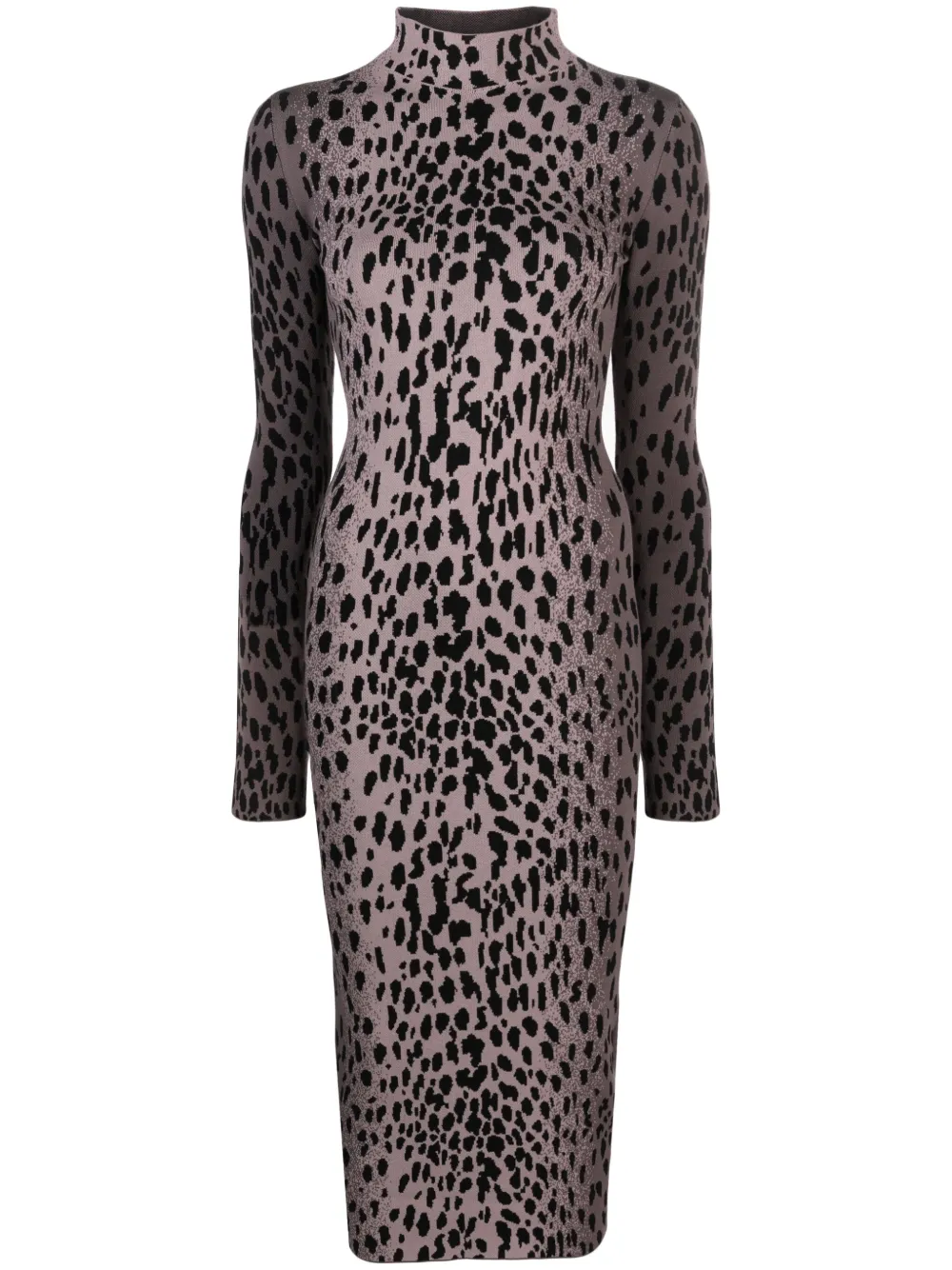 Ssheena hyena-pattern mock-neck midi dress | Grey | Image 1