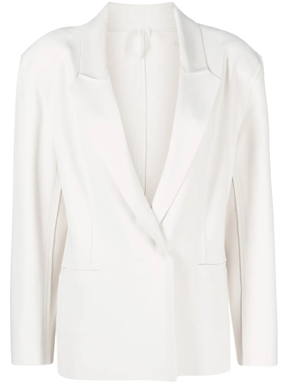 Norma Kamali Stitch-detail Single-breasted Blazer In Weiss
