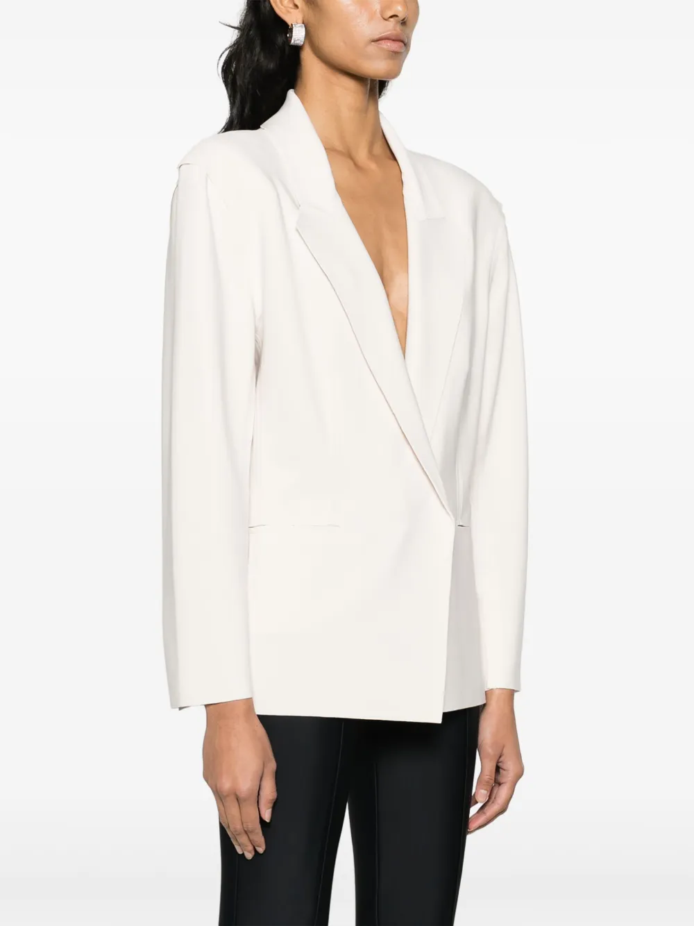 Norma Kamali Stitch-detail Single-breasted Blazer In Weiss