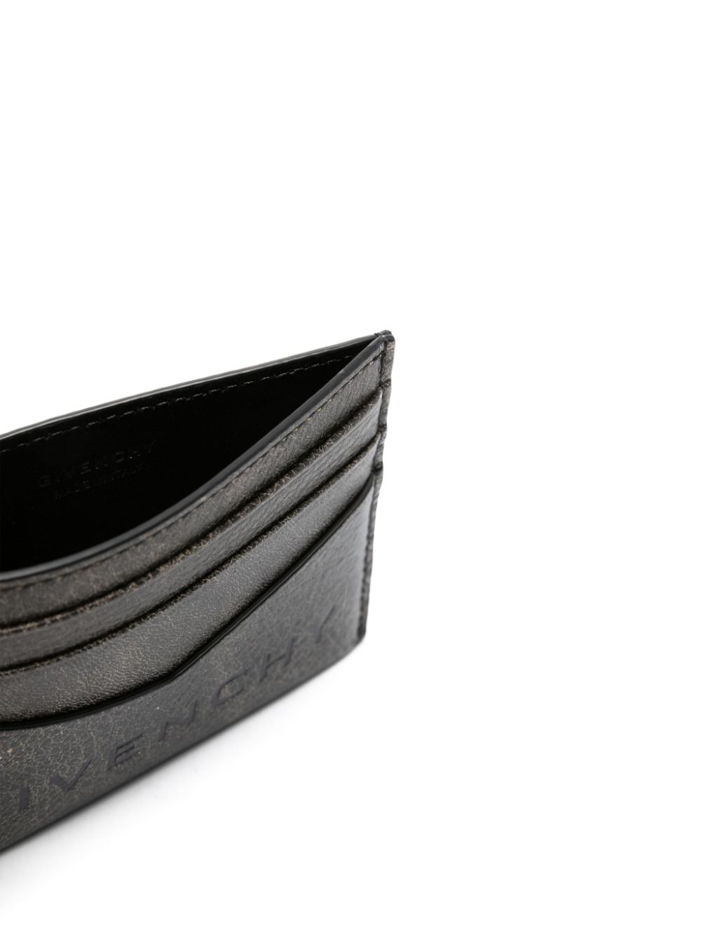 Shop Givenchy Cracked-effect Leather Cardholder In Schwarz