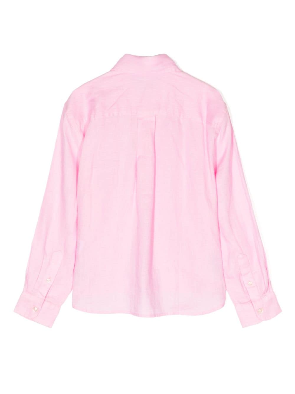 Ralph Lauren Kids spread-collar linen shirt - Roze