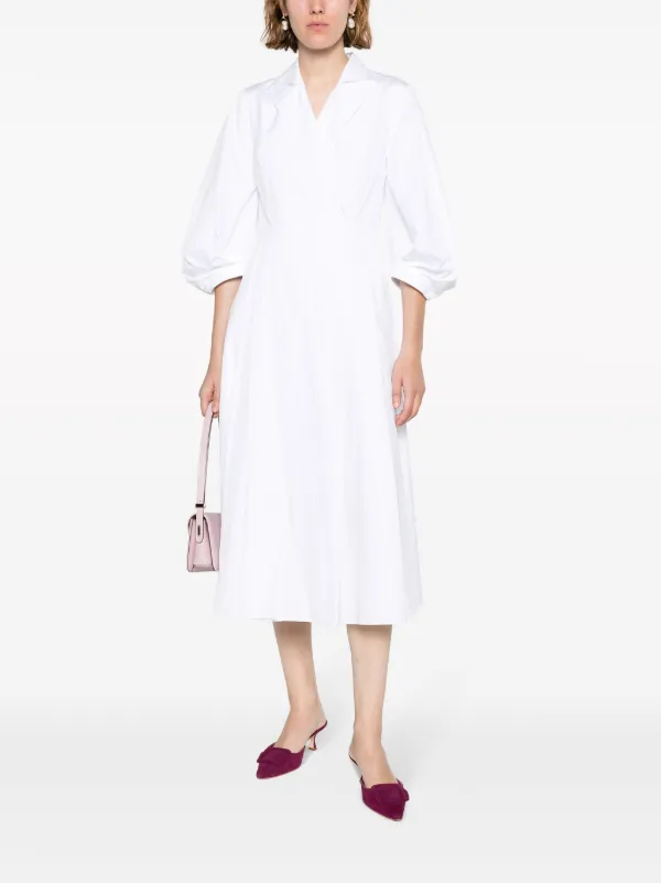 long white dress cotton White Cotton Eyelet Puff Sleeve Midi Dress  FARM Rio
