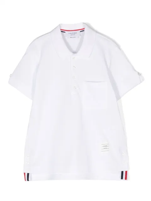 Thom Browne Kids قميص بولو قطن بشارة شعار الماركة