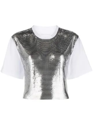 Rabanne Metallic Mesh T-shirt | Silver | FARFETCH