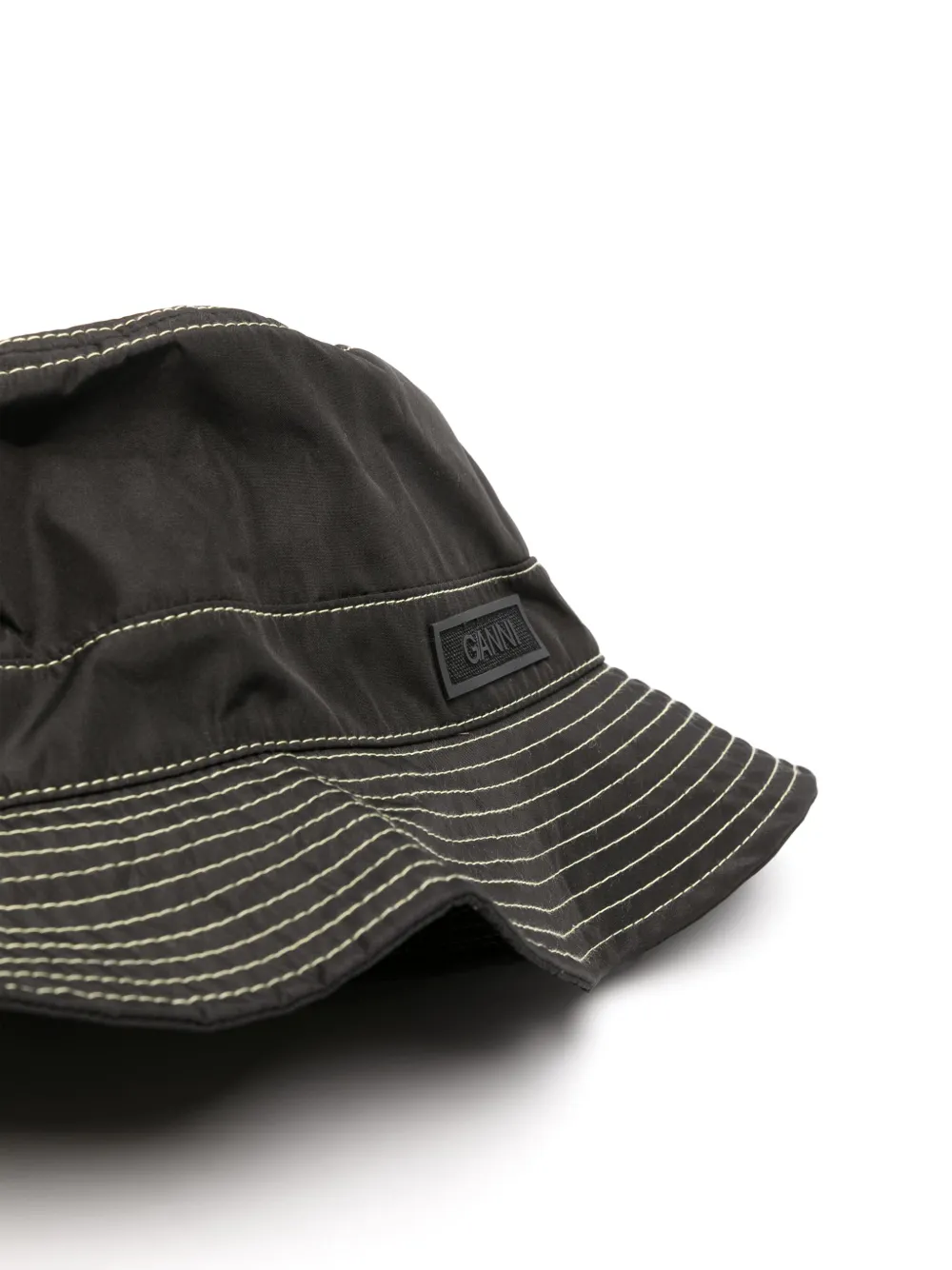 GANNI logo-patch cotton bucket hat - Zwart