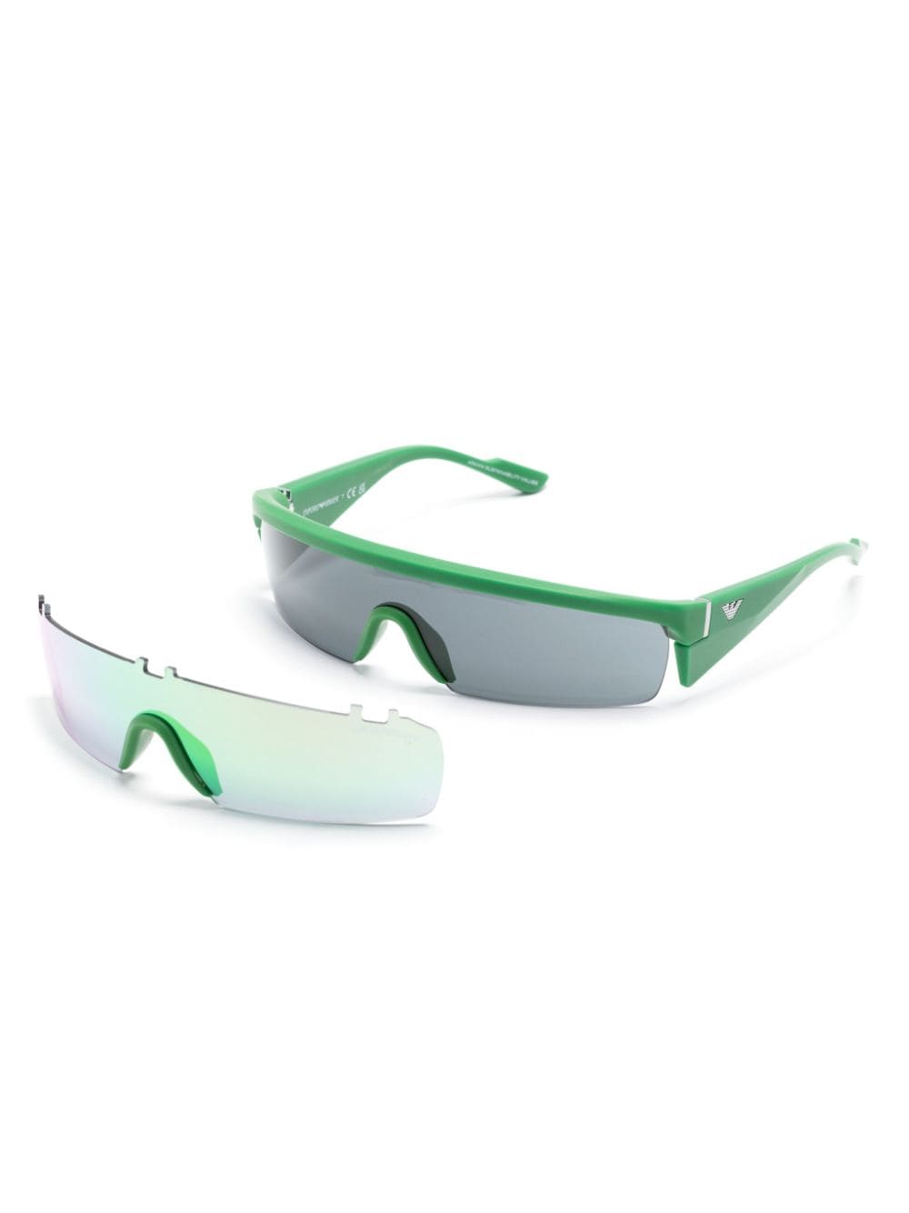 Shop Emporio Armani Rectangle-frame Interchangeable-lenses Sunglasses In Green