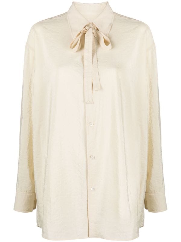 LEMAIRE neck-tie silk-blend Shirt - Farfetch