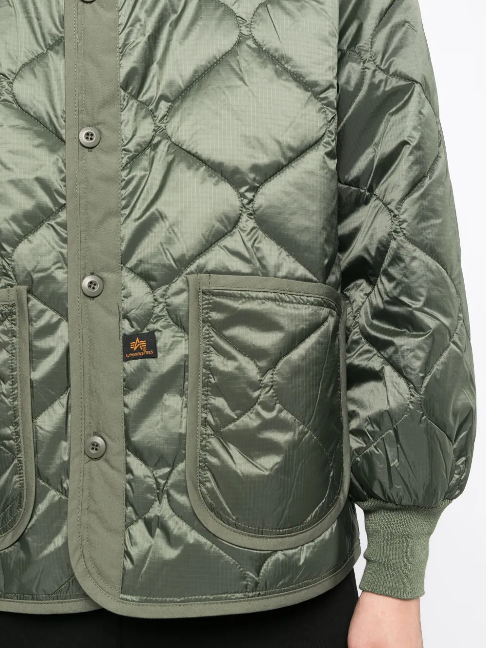 Alpha Industries Logo-patch Quilted Jacket In Green