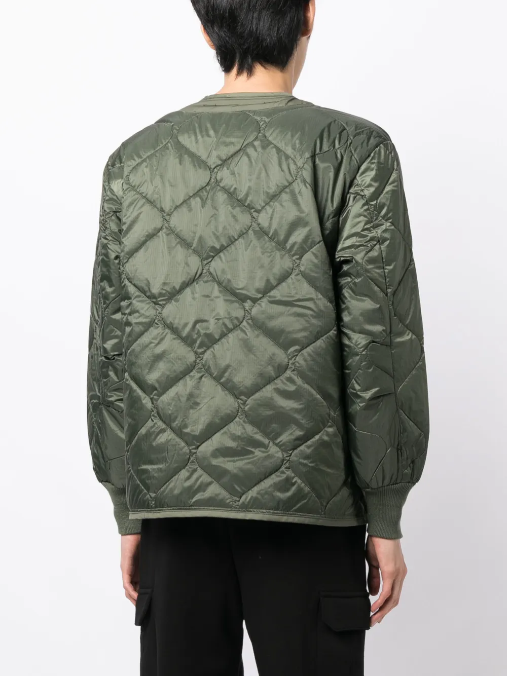 Alpha Industries Logo-patch Quilted Jacket In Green