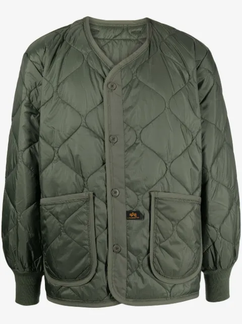 Alpha Industries logo-patch quilted jacket