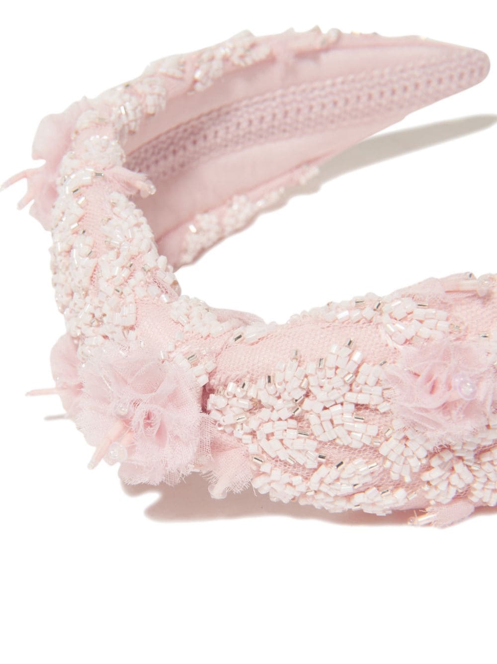 Shop Maison Ava Bead-embellished Silk Headband In Pink