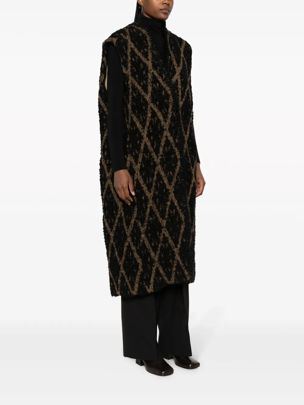 Shop Uma Wang Diamond-pattern Gilet In Brown