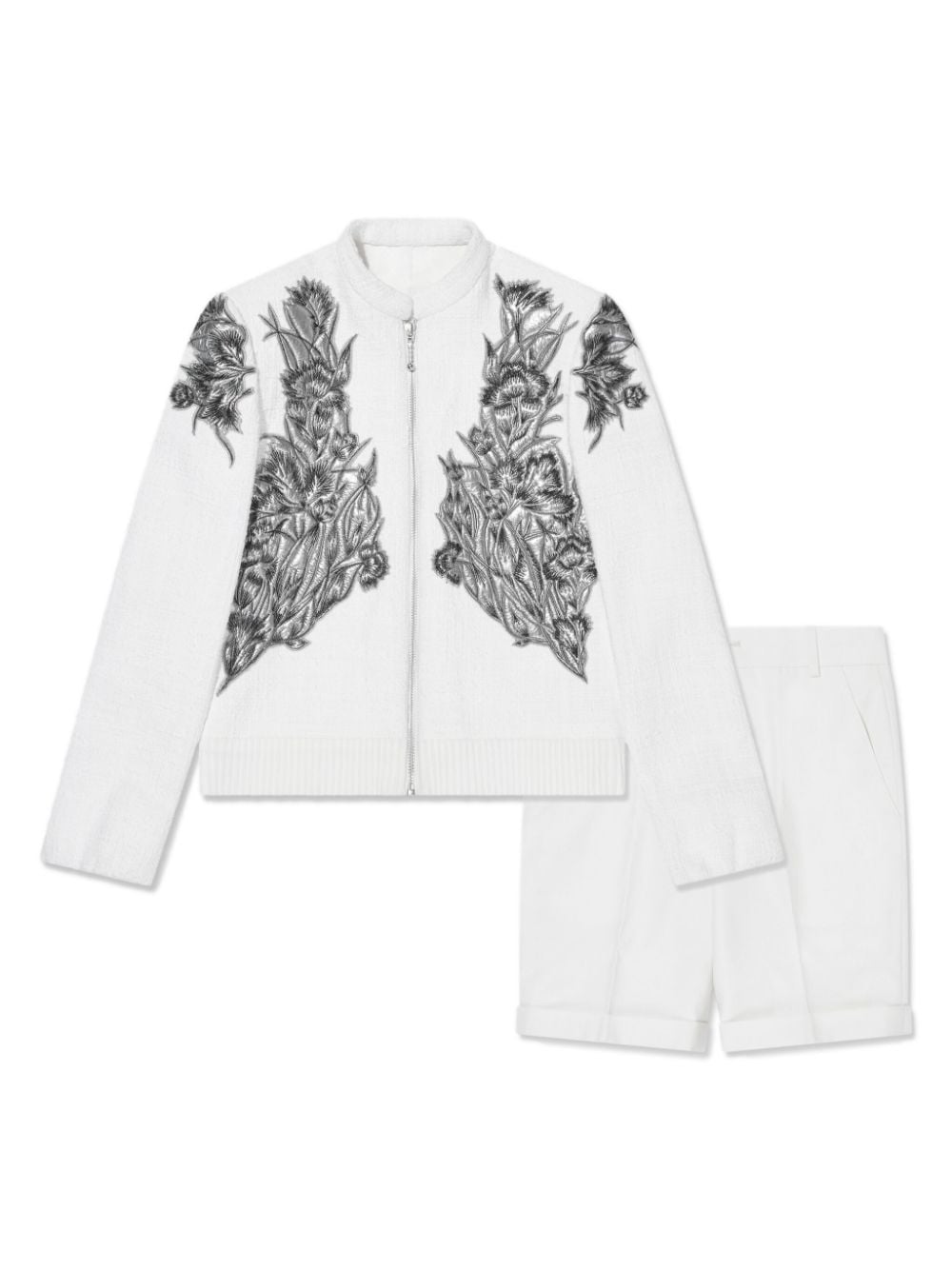 Shop Maison Ava Graphic-print Zip-up Suit In White